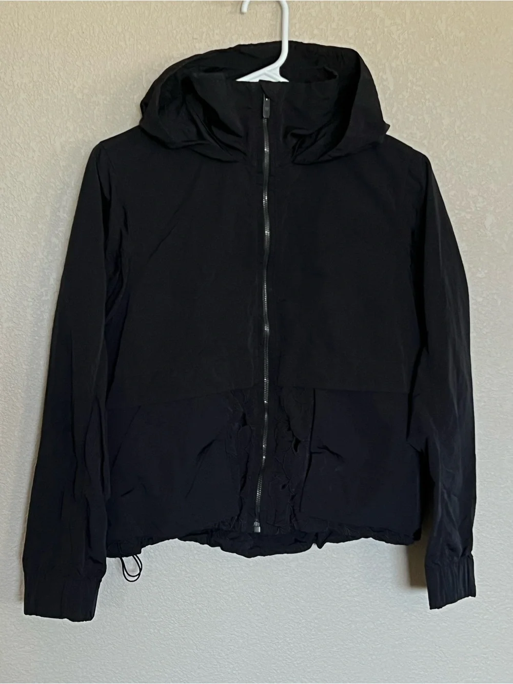 lululemon Graced with Lace athletica Black Hooded Bomber Jacket